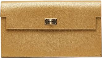 Herm&egrave;s Gold Chevre Leather Long Wallet (Bi-Fold) (Pre-Owned)