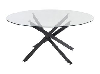 Vente-Unique Mesa redonda para 6 personas de vidrio templado y metal negro - Transparente - COSIMA