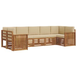 vidaXL Conjunto De Sof&aacute; Seccional Con Coj&iacute;n 7 Pcs Natural Y Beige Vidaxl