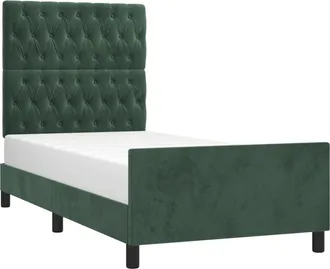 vidaXL Vidaxl - Estructura De Cama Sin Colch&oacute;n Terciopelo Verde Oscuro 90x190cm