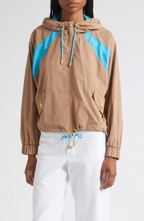 L'agence Lark Colorblock Windbreaker in Light Hazelnut/capri Blue at Nordstrom, Size Xx-Small