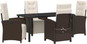 vidaXL Garden Dining Set 5 pcs Brown Poly Rattan Vidaxl