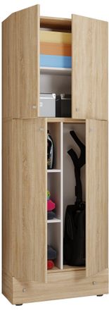ebuy24 Vcm Gabinete De Escoba De Madera 6 Compartimentos Dimensiones: Al. 200 X An. 70 X T. 39 Cm Gabinete Para El Hogar Armario Multiusos Caj&oacute;n Adicional - 