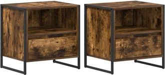 vidaXL Bedside Table 2 pcs Smoke Oak 50 x 39.5 x 50 cm Engineered Wood vidaXL