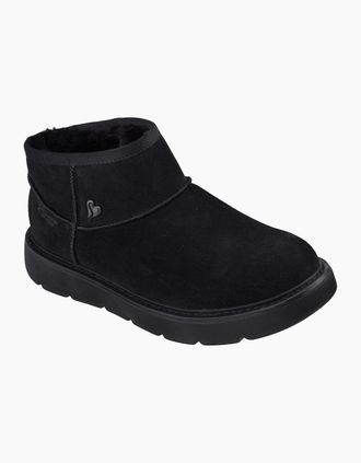 Skechers Womens Skechers Keepsakes Cozy Mini Leather Womens Black Suede/Faux Fur Boots - Size: 4