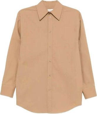 Saint Laurent Overhemden, Dames, Bruin, M, Katoen, Cassandre Poplin Shirt