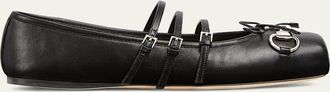 Gucci Horsebit 3-Strap Mary Jane Ballerina Flats