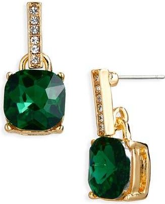 Cara Cushion Cut Crystal Drop Earrings in Gold/Green at Nordstrom Rack