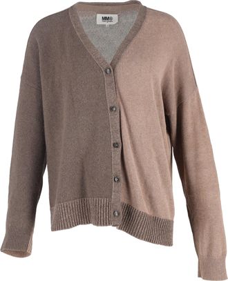 Maison Margiela Maison Margiela Color-Blocked Elbow Patch Cardigan in Brown Cotton