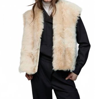 Closed Lambskin Waistcoat In Beige