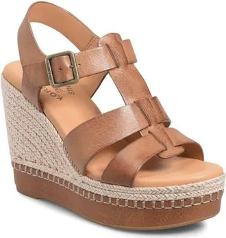 Kork-ease Rayleigh Espadrille Slingback Platform Wedge Sandal in Tan Leather at Nordstrom, Size 10