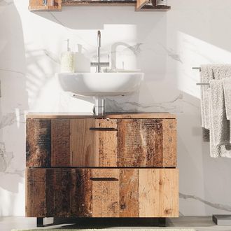 Vicco Mueble Bajo Lavabo Ilias, Roble R&uacute;stico, 80 X 60 Cm Con 2 Cajones