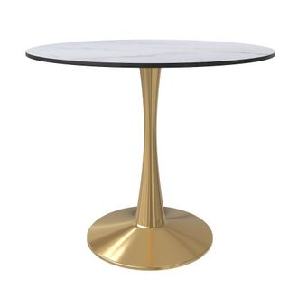 Leisure Mod Bristol 31 round dining table Gold Base With White Top