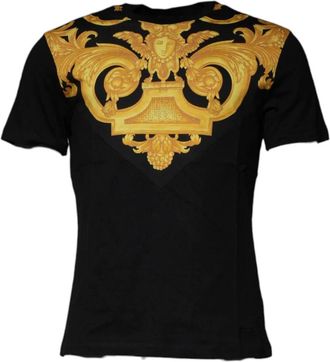 Versace Medusa Print Katoen Crew Neck T-shirt - Heren - T-shirts - Zwart - L - Katoen - Tops