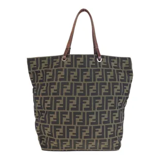 Fendi Brown Zucca Leather Handbag Tote Bag (Pre-Owned)
