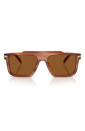 Michael Kors Boston 57mm Square Sunglasses in Brown Horn /Amber Mono at Nordstrom