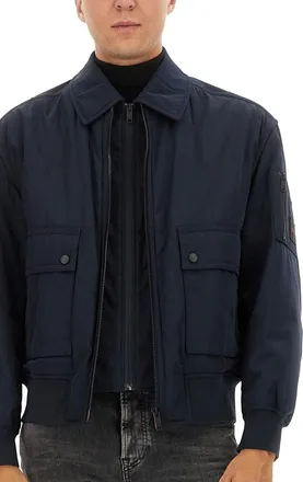 HUGO BOSS Removable Lining Bomber Jacket - Blue
