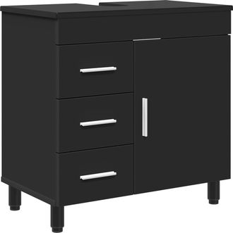 vidaXL Unidad De Tocador De Ba&ntilde;o Negro 60 X 35 X 60 Cm Vidaxl