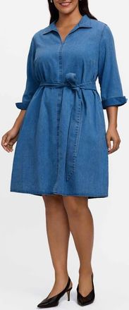 Foxcroft Agnes Tie Waist Denim Dress in Medium Wash at Nordstrom, Size 2 X