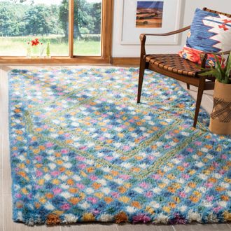 Safavieh Casablanca Hand Made Area Rug, Ivory / Blue Bohemian Style Non-Shedding