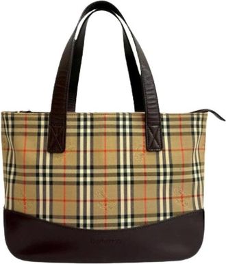 Burberry Pre-owned Tote Bags, female, Multicolor, Size: ONE SIZE Pre-owned Haymarket Check Tote