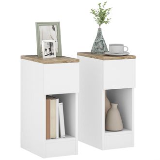 HOMCOM Bedside Tables Set of 2 - Nightstands for Bedroom - Living Room - White | TJ Hughes
