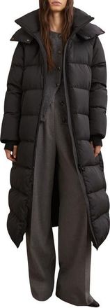 Reiss Colette Longline Puffer Coat with Removable Hood in Black at Nordstrom, Size X-Small