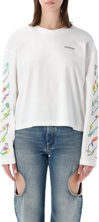 Off-white White Crew Neck Flower Print T-Shirt