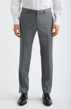 BOSS Genius Slim Fit Flat Front Wool Dress Pants in Light Past/Grey at Nordstrom, Size 38