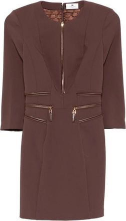 Elisabetta Franchi Elegante Ab 82356E2 Ea 3 Jurk - Dames - Korte kleedjes - Bruin - XL - Kleedjes