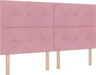 vidaXL Headboard with LED Strip Lights Adjustable Pink 90 cm Velvet vidaXL