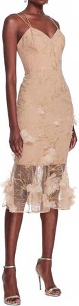 Marchesa Strappy Cocktail Dress In Nude/gold