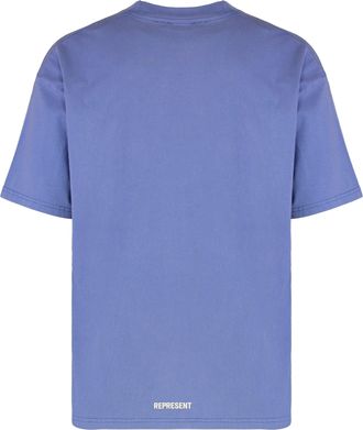 Represent Mens T-Shirt Crew-Neck Bright Blue Cotton T-Shirts And Polos