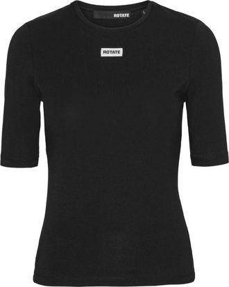 Rotate logo-detail short-sleeve T-shirt - women - Elastane/Modal/Organic Cotton - S - Black