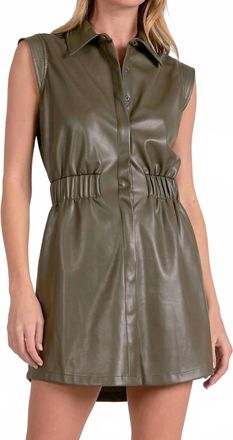 Elan Farrah Faux Leather Dress In Green