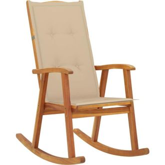 vidaXL Vidaxl - Silla Mecedora Con Cojines Madera Maciza De Acacia