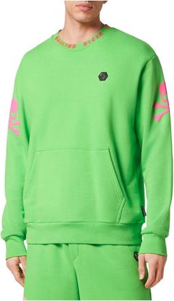Philipp Plein Sweatshirt Skull&Bones - Heren - Sweatshirts - Groen - L - Katoen - Hoodies & sweatvesten