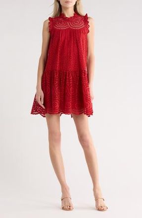Ulla Johnson Thea Embroidered Eyelet Sleeveless Cotton Minidress in Henna at Nordstrom Rack, Size 0