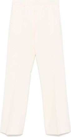 Alberto Biani Witte Broek met Wijde Pijpen - Dames - Straight fit broeken - Wit - L - Wol - Broeken