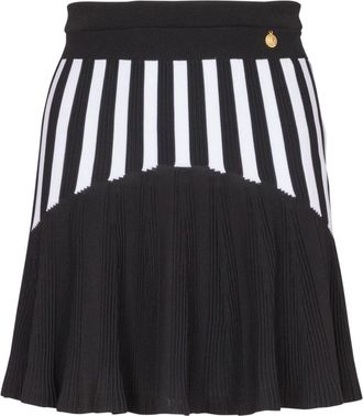 Balmain ribbed-knit pleated skirt - women - Viscose/Polyester - 38 - Black