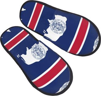 Generic Hotel Slippers Wyoming State Flag Furry Fluffy Slippers Warm Cotton Slipper For Home Women Room L