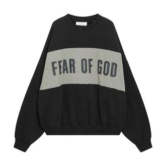 Fear of God Hoodies & sweatvesten, Heren, Grijs, L, Katoen, Cropped Relaxed Panelled Sweatshirt