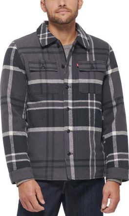 Levi's Quilt Lined Cotton Shacket in Grey/Indigo at Nordstrom, Size Xx-Large