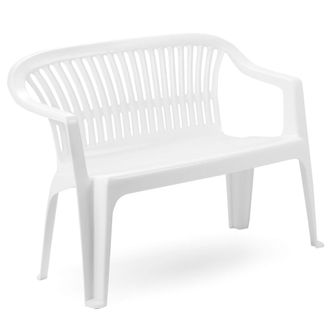 Dmora Dmora Banc DExt&eacute;rieur Empilable Monobloc, Made In Italy, 114x55x82 Cm, Couleur Blanc