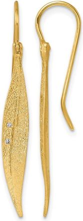 Diamond2Deal 14K Yellow Gold Diamond Leaf Shape Drop Dangle Earrings