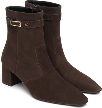 Nero Giardini Suede Block Heel Bootie in Chocolate at Nordstrom, Size 37