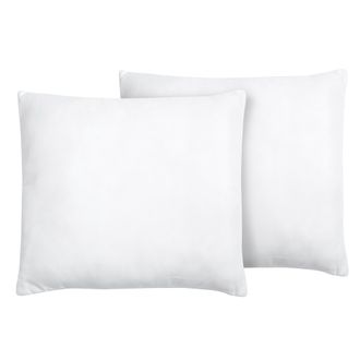 Beliani Conjunto De 2 Almohadas De Poli&eacute;ster Blanco 80 X 80 Cm Perfil Bajo Microfibra Relleno Suave Errigal