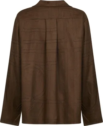 Toteme Womens Dark Brown Flannel Monogram Pajama Shirt Modal