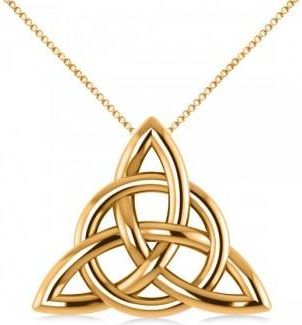 Allurez Triangular Irish Trinity Celtic Knot Pendant Necklace 14k Yellow Gold