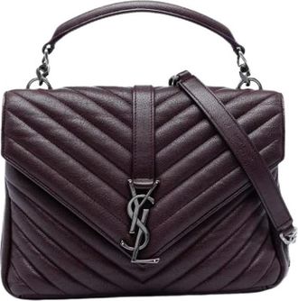 Saint Laurent Pre-owned College Satchel - Dames - Vintage Schoudertas - Rood - ONE Size - Leer - Vintage